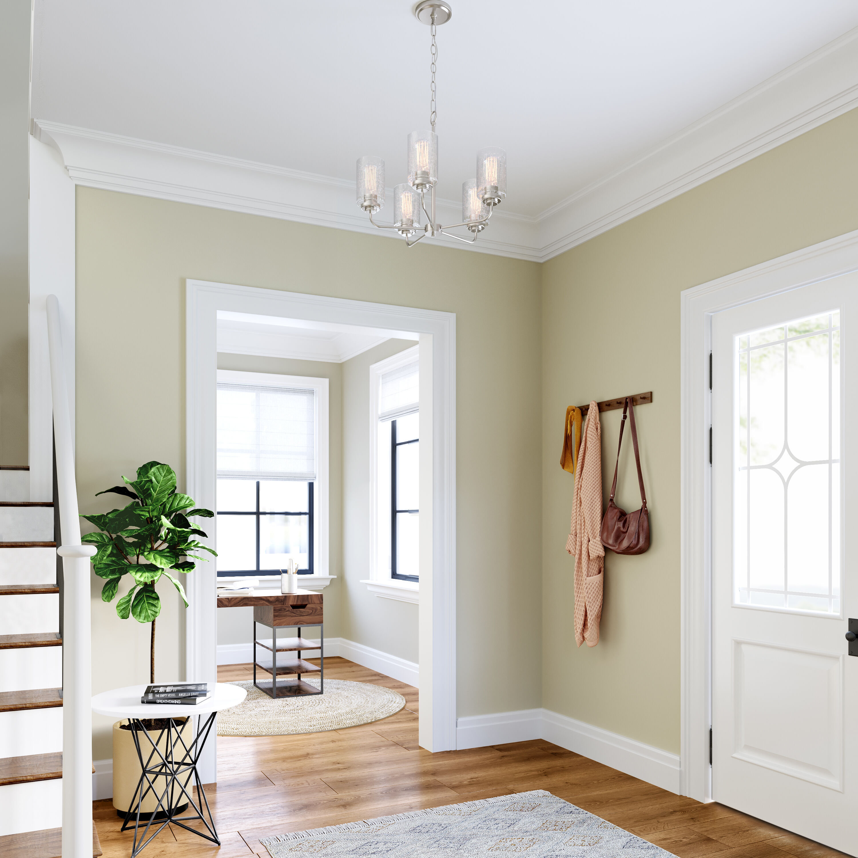 Moven 5 Light 23 inch Satin Nickel Chandelier Ceiling Light